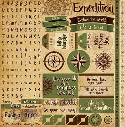 Reminisce Expedition Destitation 12x12 Alpha Stickers