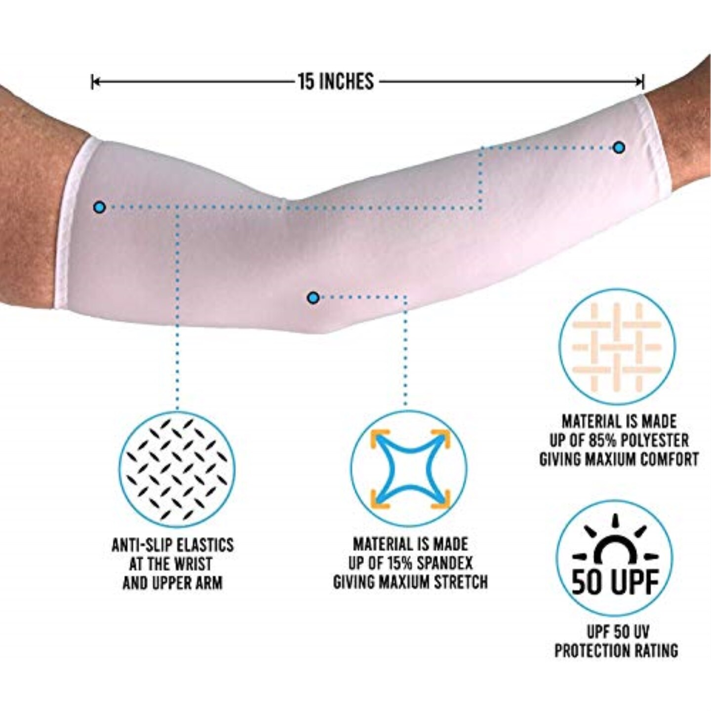 Sun Sleeves regualr size - white pair, grey pair, black pair
