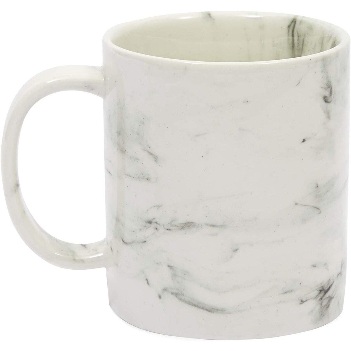 Rose Gold Letter S Monogram Mug, White Marble Ceramic Coffee Cup (11 oz)