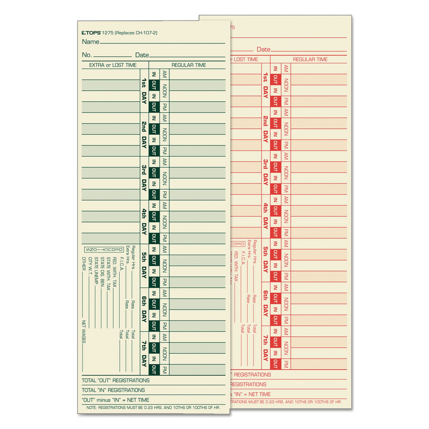 Time Clock Cards, Replacement for CH-107-2, Two Sides, 3.5 x 9, 500/Box Time Clock Cards, Replacement for CH-107-2, Two Sides, 3.5 x 9, 500/Box
