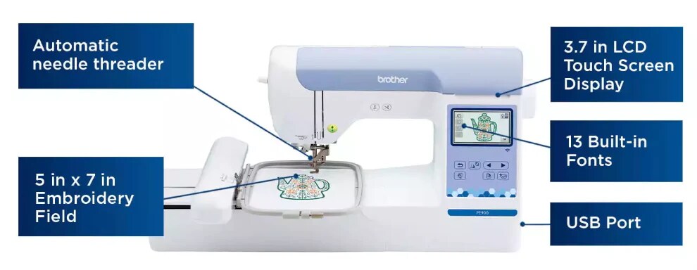 BROTHER PE800 5x7 Embroidery Machine with Large Color Touch