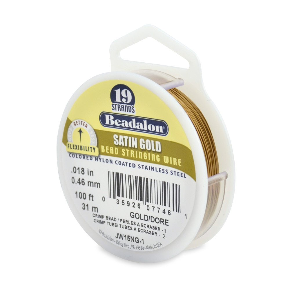 Beadalon Beading Wire Gold Color 19 Strand .018 inch / 30 Feet