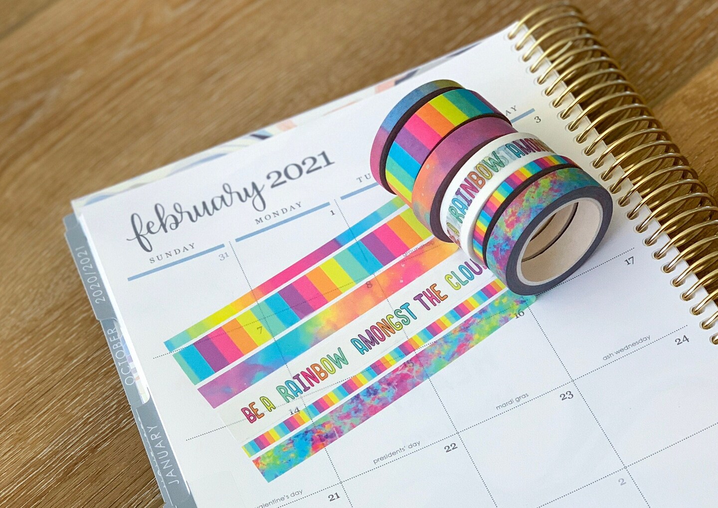 Rainbow Stripes Tie Dye Watercolor Colors Washi Tape Set (#W015)