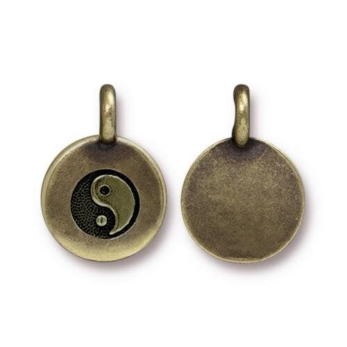 Yin Yang Charm with Loop 11.6m Antique Brass Plated