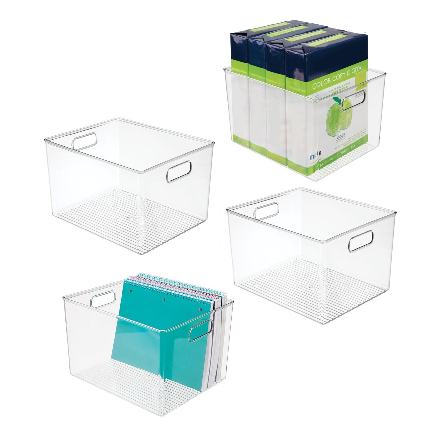 mDesign Plastic Desk Organizer Bin for Home, Office, 4 Pack
