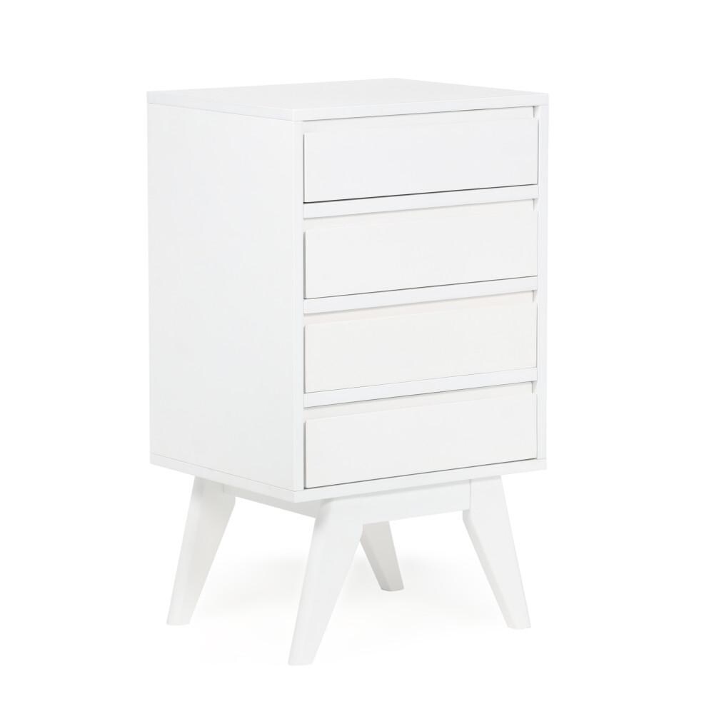 Simpli Home CLEAR Draper Mid Century Four Drawer Floor Storage Cabinet