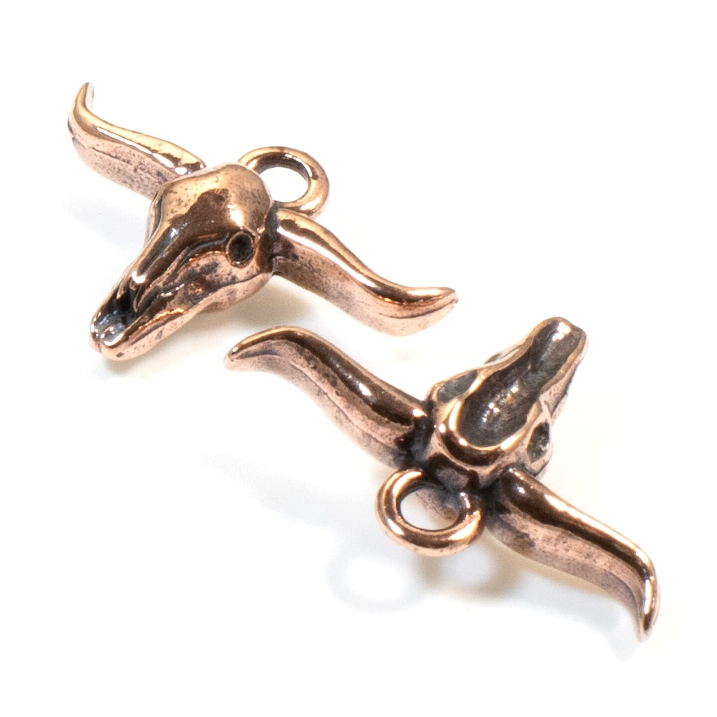 TierraCast Copper Longhorn Steer Skull Charms, Southwestern Pendant 2/Pkg