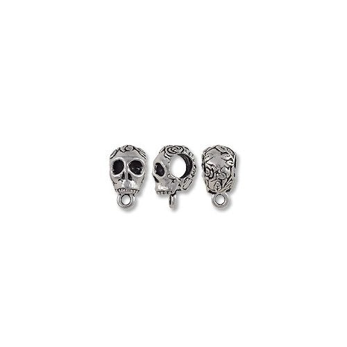 JewelrySupply Bail - Skull 13x8mm Pewter Antique Silver Plated (1-Pc)