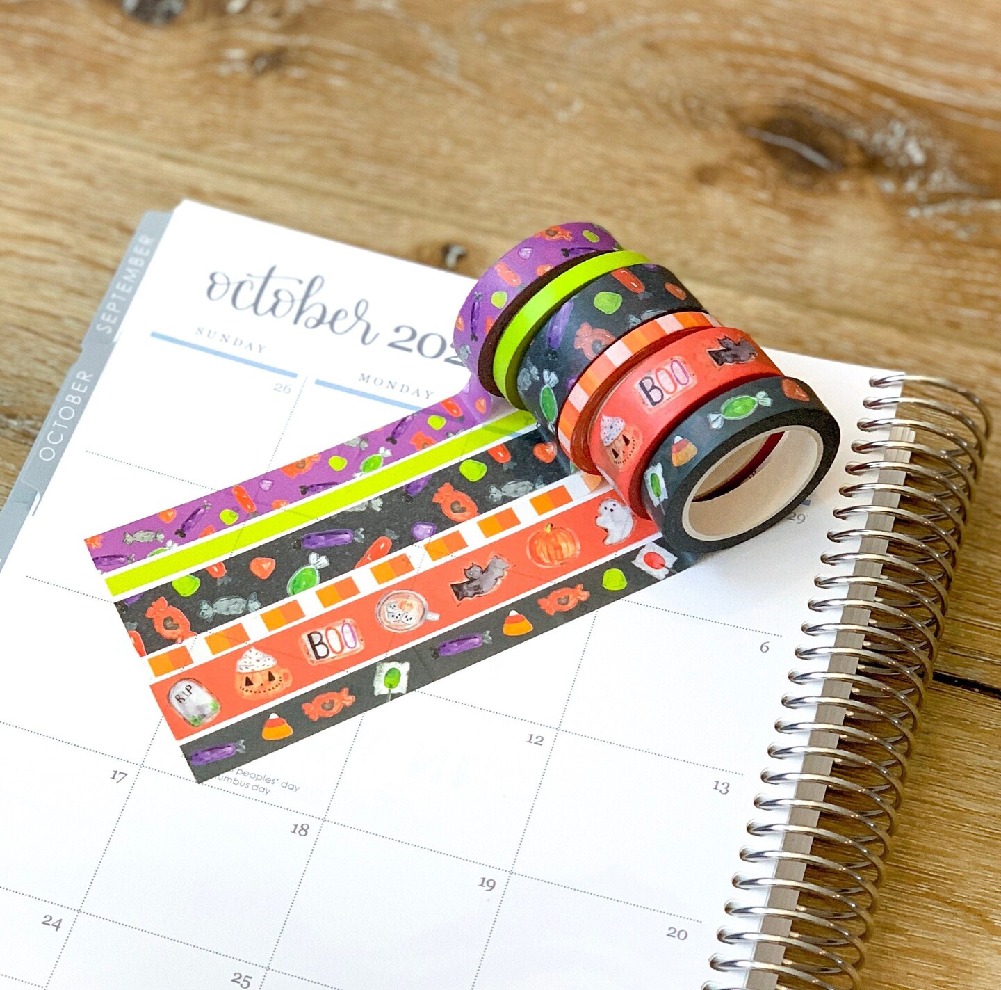 Halloween Candy Orange &#x26; Black Treats Washi Tape Set (#W018)