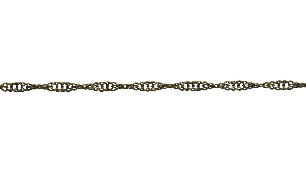 JewelrySupply 1mm Antique Brass Plated Spiral Link Rope Chain (Priced per Foot)