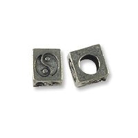 JewelrySupply Bead Yin Yang 6.5mm Pewter Antique Silver Plated (1-Pc)