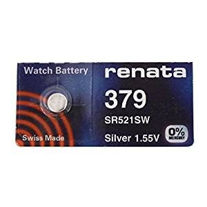 Renata Watch Battery Swiss Made Renata 379 or SR521SW OR AG0 1.5V (5 Batteries, 379 or SR 521 SW)