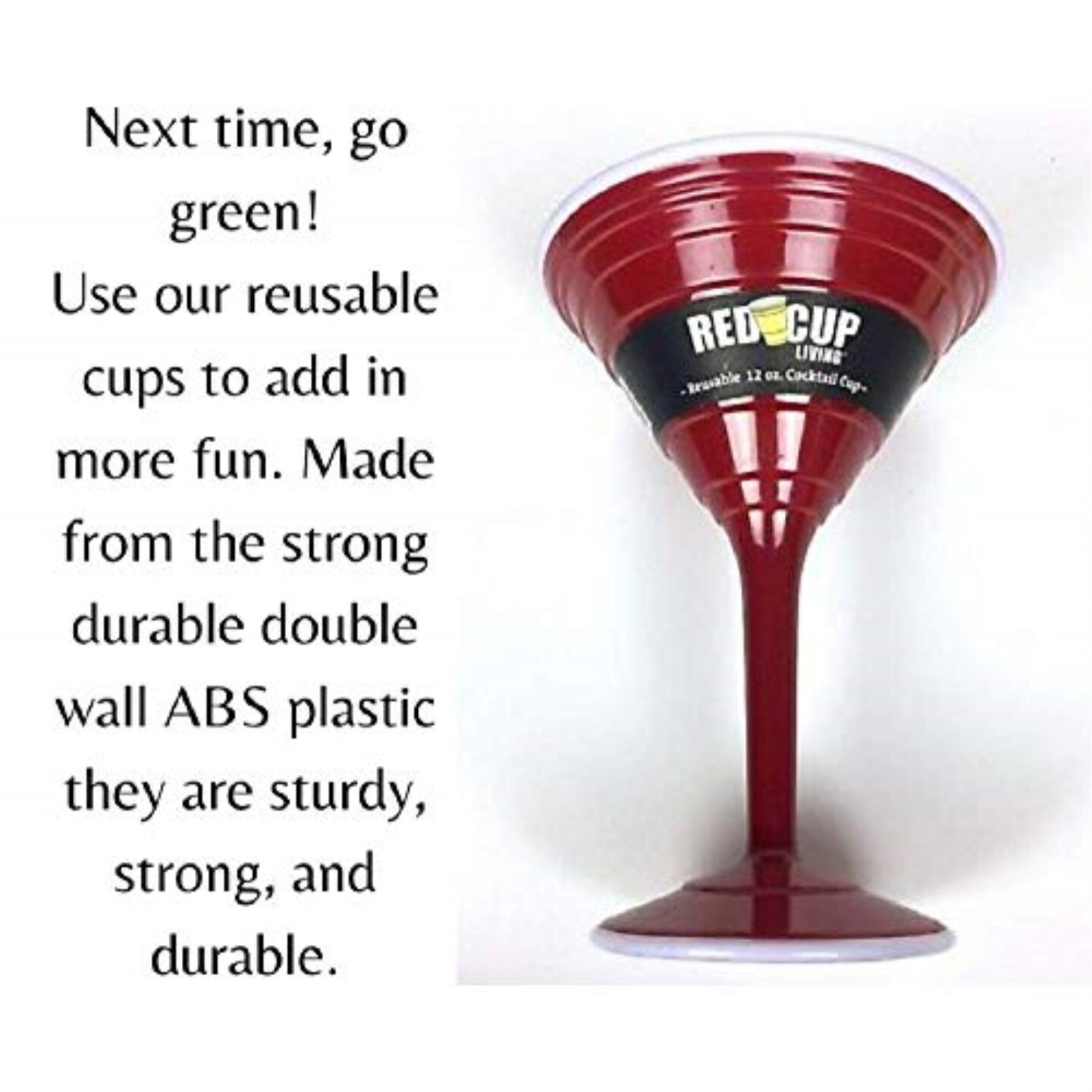 Red Cup Living Reusable Cocktail Cup, 12-Ounce, Red