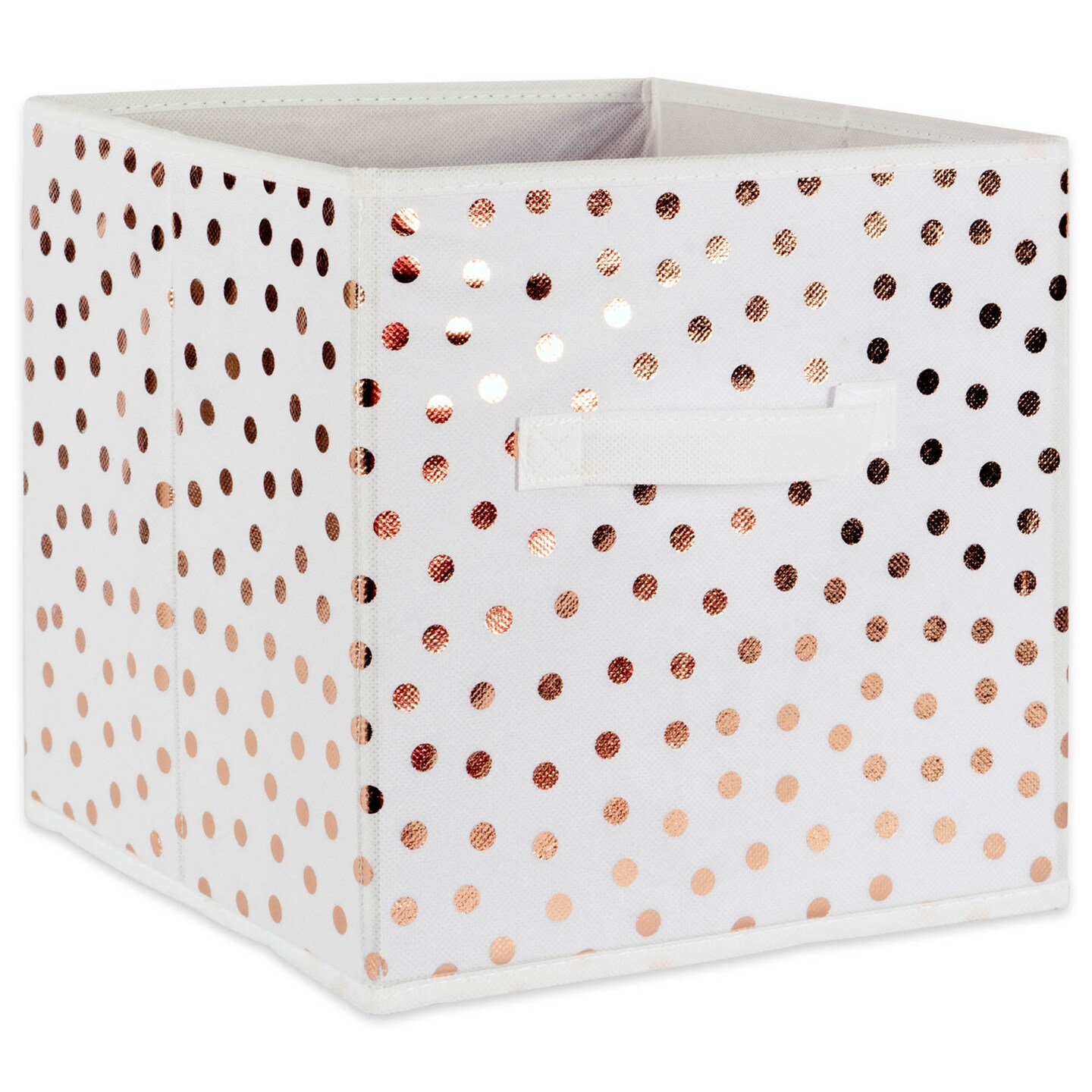 Contemporary Home Living Set of 2 Gold and White Square Fabric Storage Bin 13" with Handle