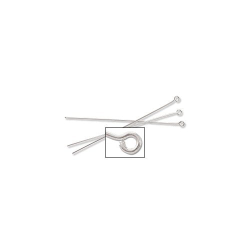 JewelrySupply Eye Pin 2.5&#x22; 21 Gauge Silver Plated (10-Pcs)