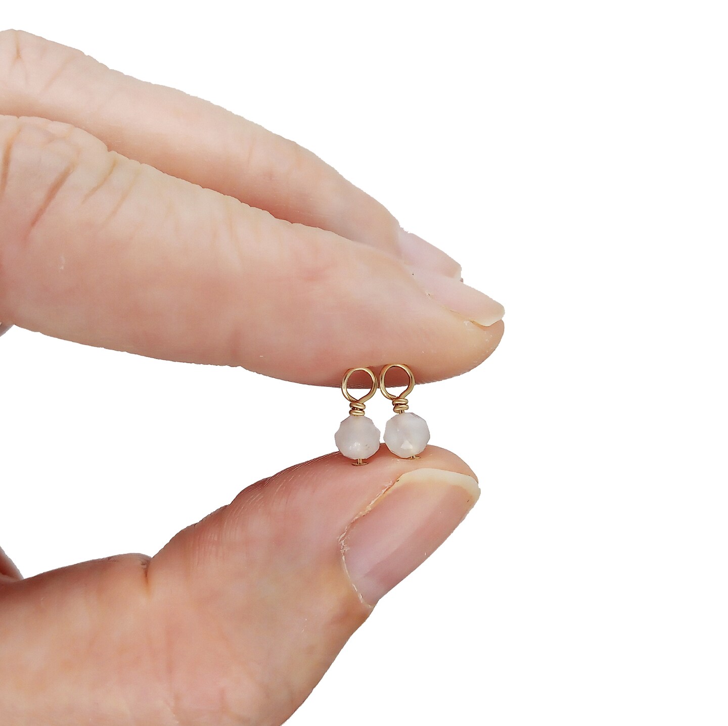 Tiny Moonstone Charms with 14K Gold-Filled Wire, 2 pieces, Adorabilities