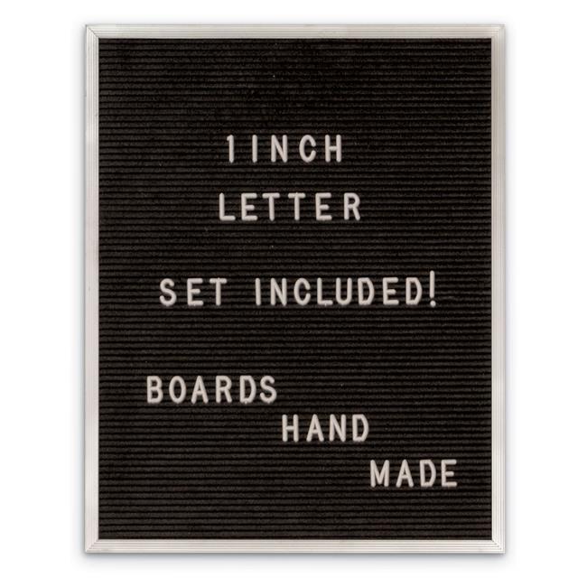 United Visual Products 16" x 20" Black Felt Letter Board with Sliver Aluminum Frame and White 1" Letter Set