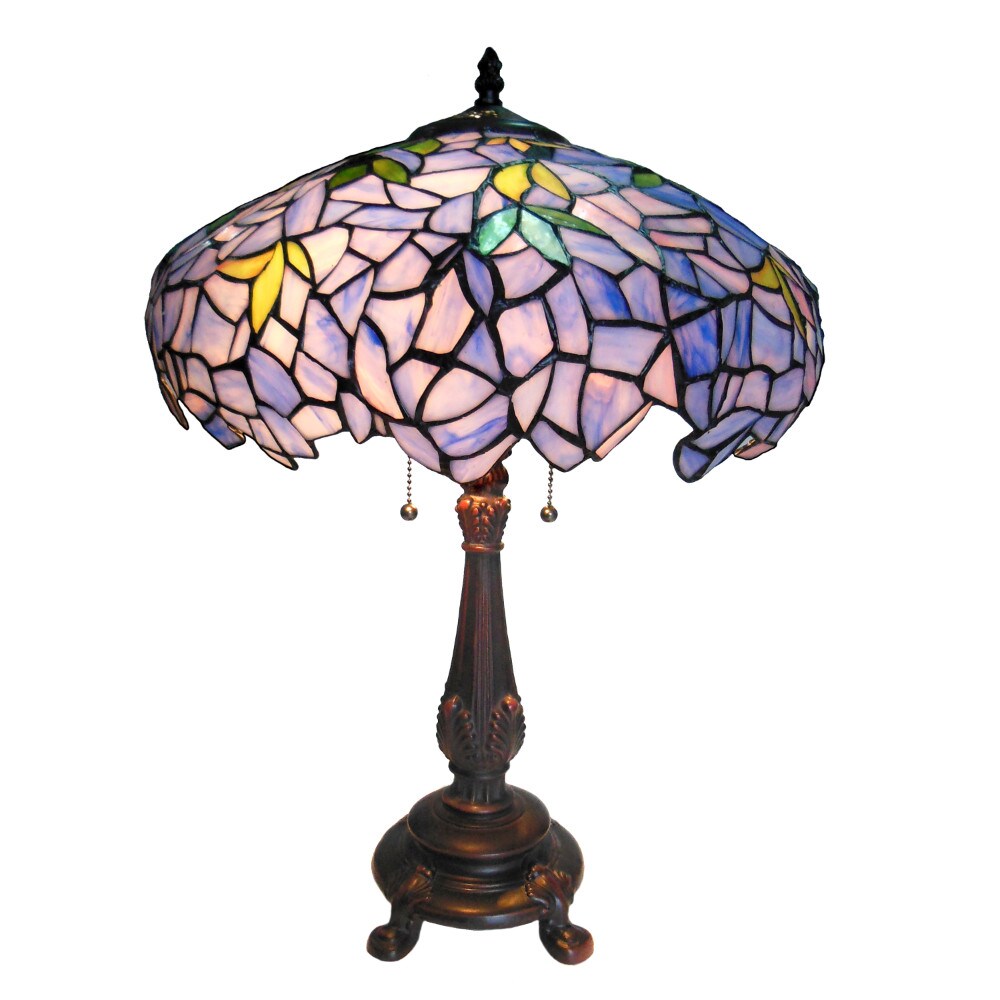 CHLOE Lighting   Tiffany-style 2 Light Wisteria Table Lamp 16&#x22; Shade