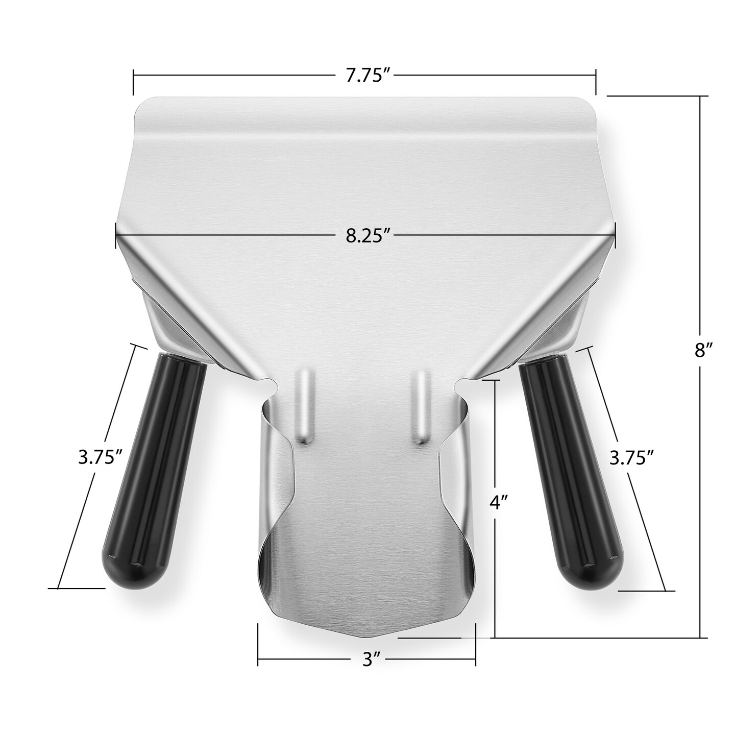 Olde Midway Stainless Steel French Fry Scoop with Dual Handles - Commercial Fry Bagger Scooper