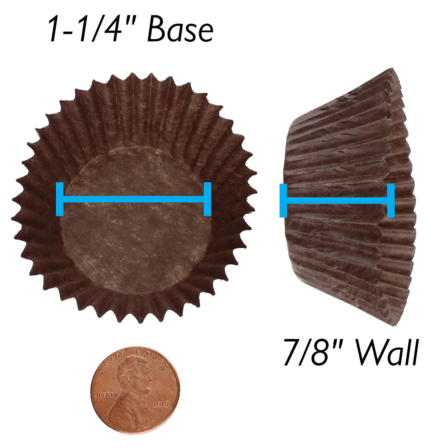 Size #6 Glassine Candy Paper Cups Brown &#x2013; 1-1/4&#x201D; Base, 7/8&#x201D; Wall