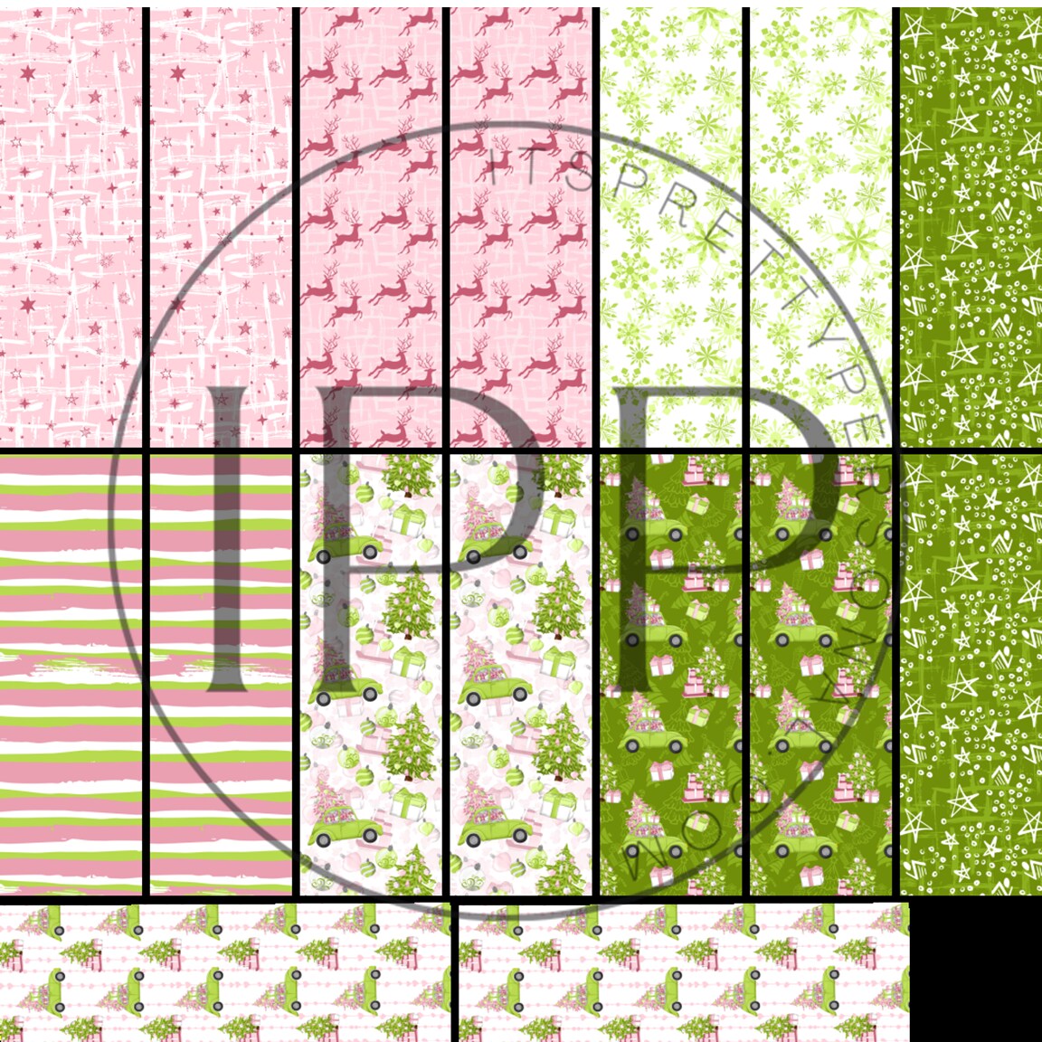 #382 CLEAR Lilly Christmas Pen Wrap Combo 1.5in x 4.75in 12x12 Vinyl Sheet