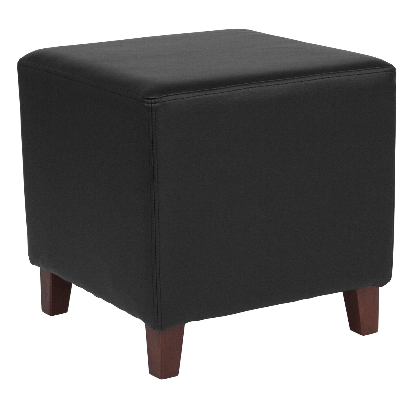 Flash Furniture 16.5" Black Contemporary Upholstered Tufted Square Ottoman Pouf