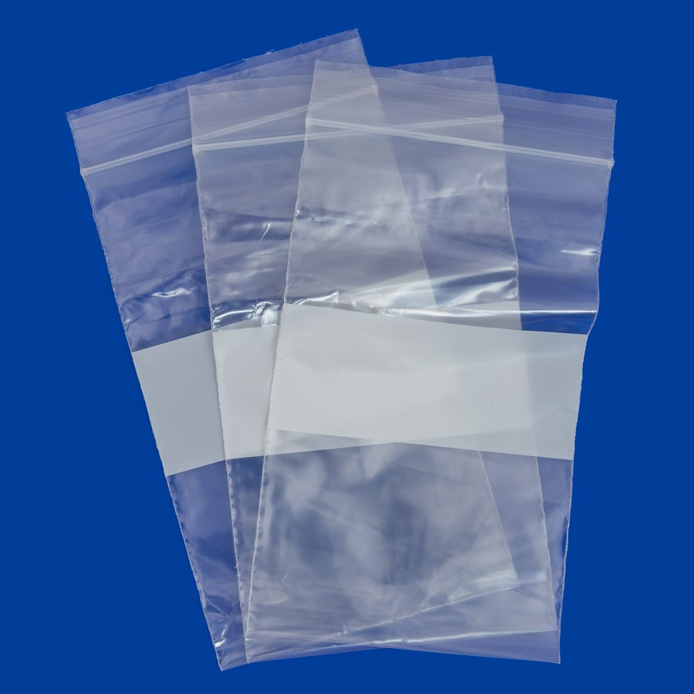 Plastic Ziplock Bag with White Block 4x6 (Package of 100)