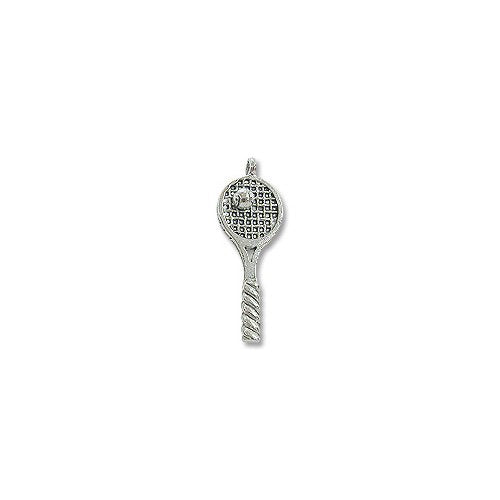 Charm for Jewelry Making - Tennis Racket 28x11mm Pewter Antique Silver Plated (1-Pc)