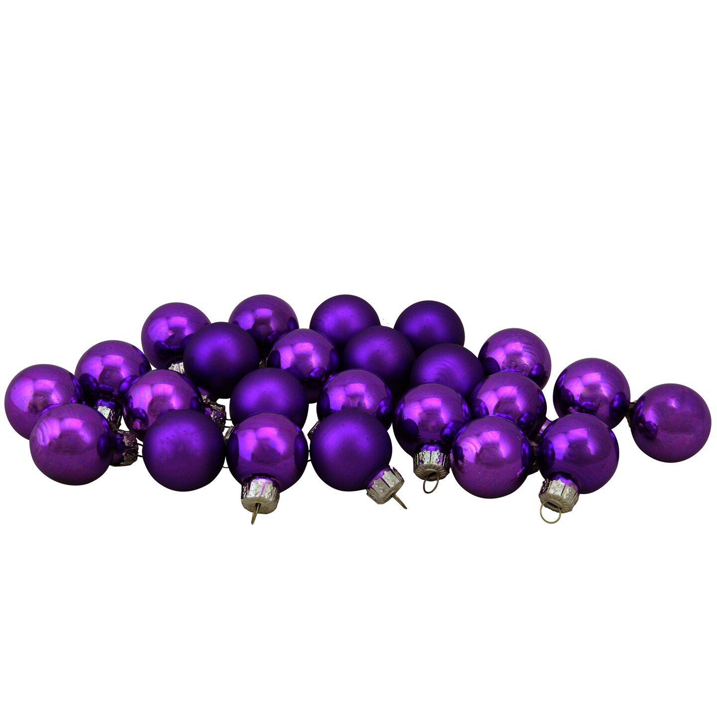 Northlight 24ct Purple 2-Finish Glass Ball Christmas Ornaments 1&#x22; (25mm)