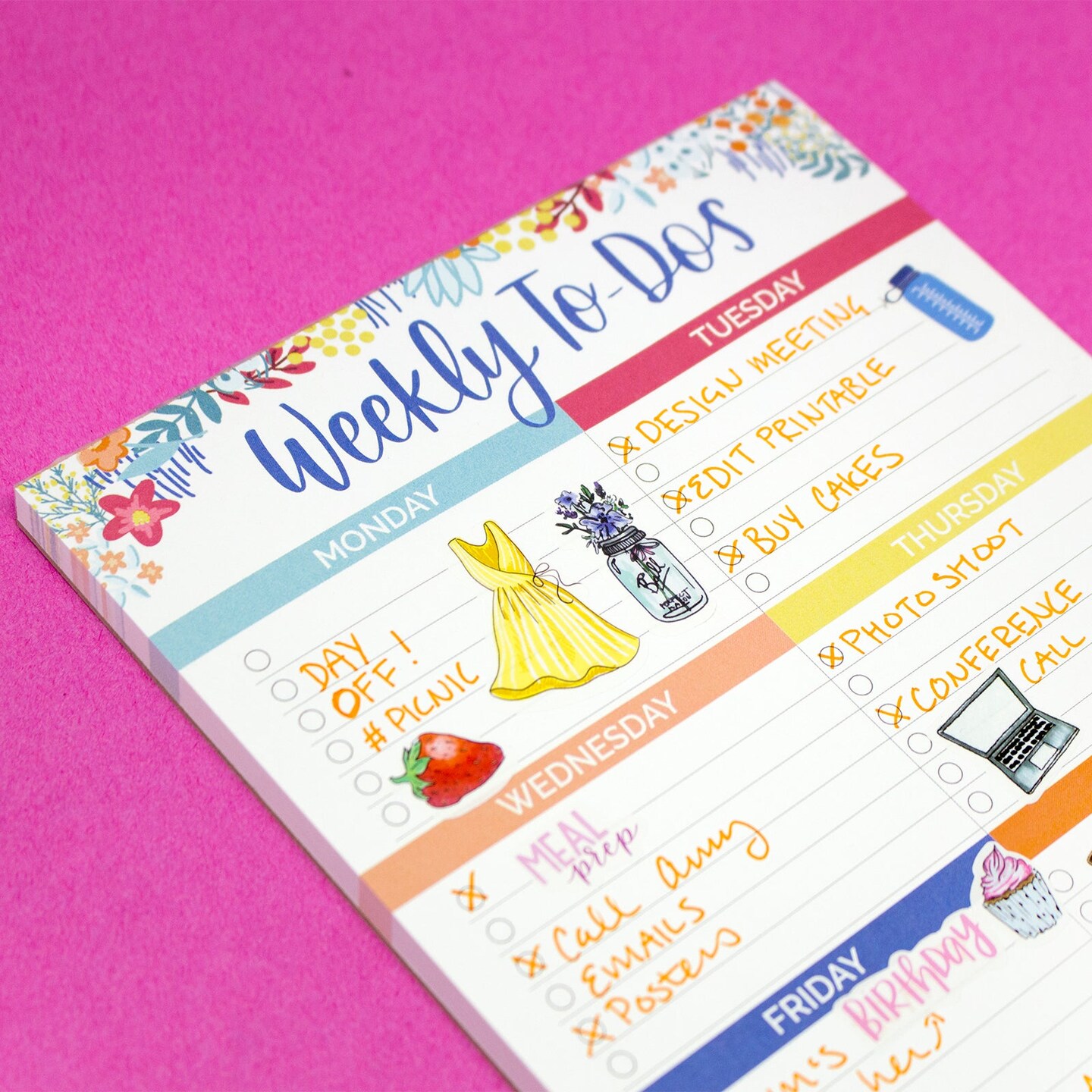 bloom daily planners Planning Pad, 6&#x22; x 9&#x22;, Weekly To-Dos with Magnets