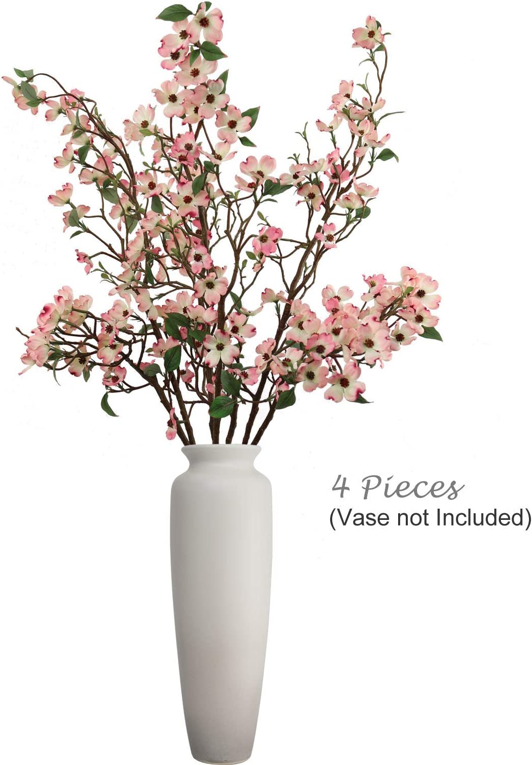 Stunning 50" Lifelike Silk Dogwood Branch 4 Piece - Elegant Faux Floral Decor for Home, Weddings & Events