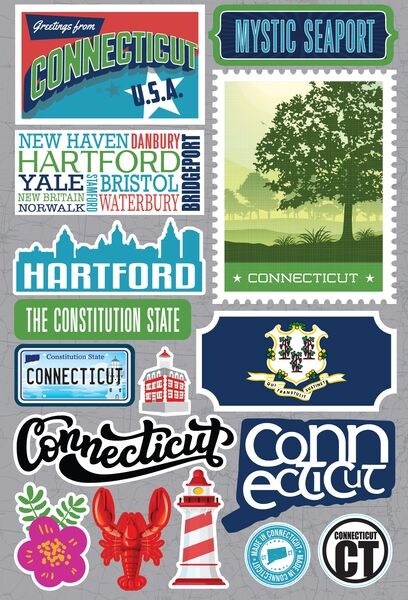 Reminisce Connecticut Stickers