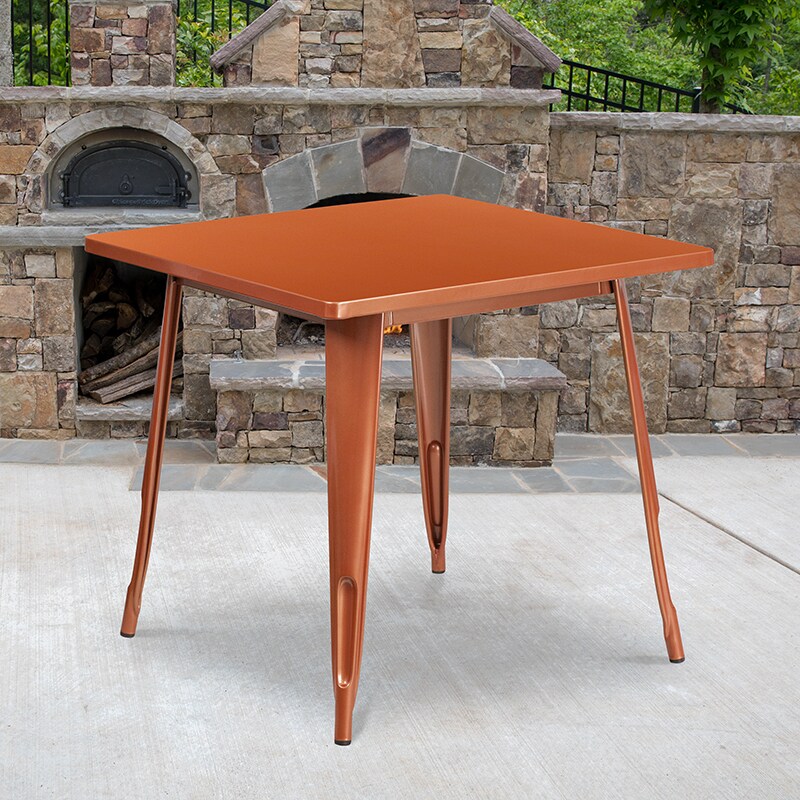 Flash Furniture Commercial Grade 31.5&#x22; Square Copper Metal Indoor-Outdoor Table