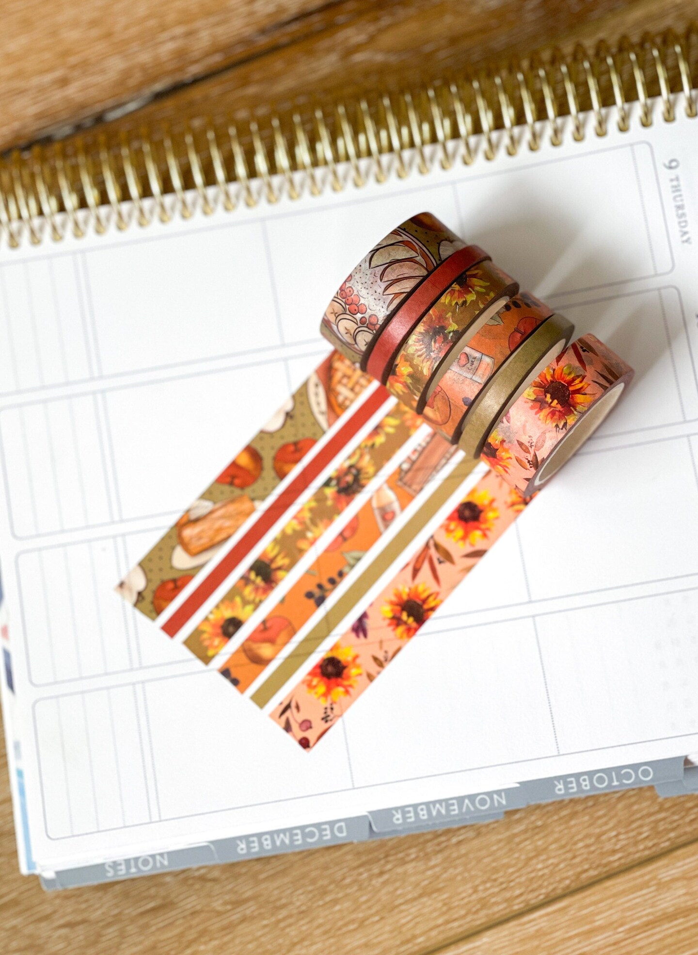 Fall Apples &#x26; Sunflowers Autumn Washi Tape Set (#W012)