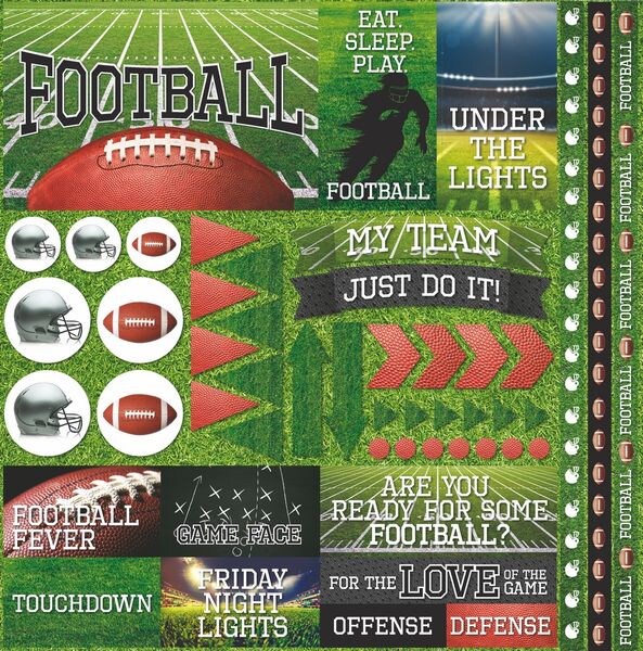 Reminisce Football 2 12x12 Elements Stickers