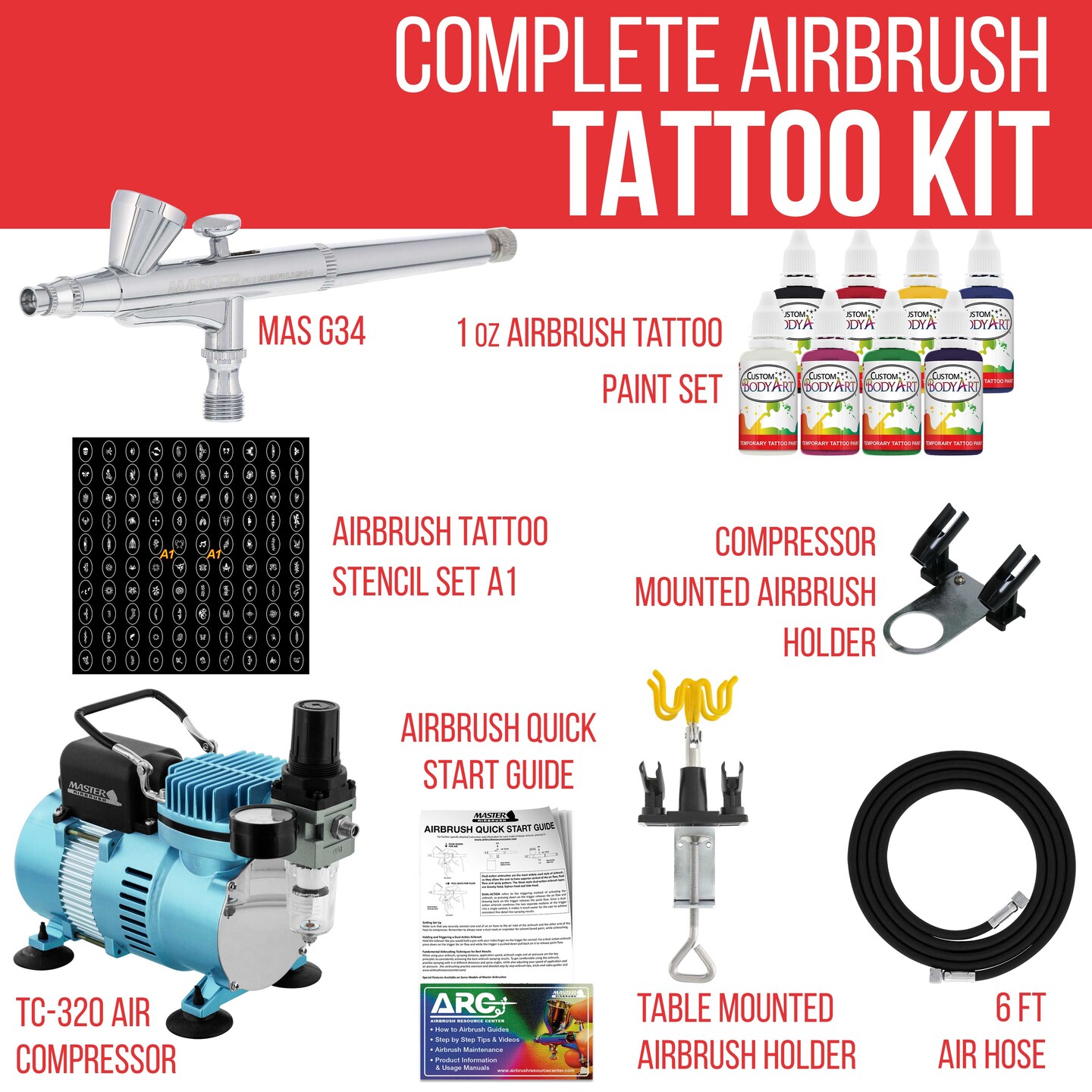 Pinkiou Airbrush Double Action Kit SP180KTG 03mm Needle Temporary Tattoo  Spray Gun 1 Set  Amazonin Home Improvement