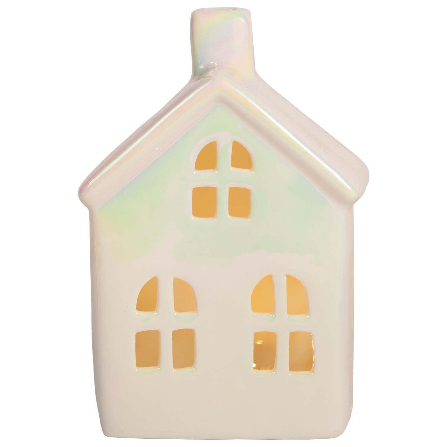 Northlight 6&#x22; LED Lighted Ceramic House Christmas Decoration, Warm White Lights