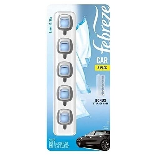 Febreze Air Freshener Car Vent Clips, Linen & Sky (5 Count)