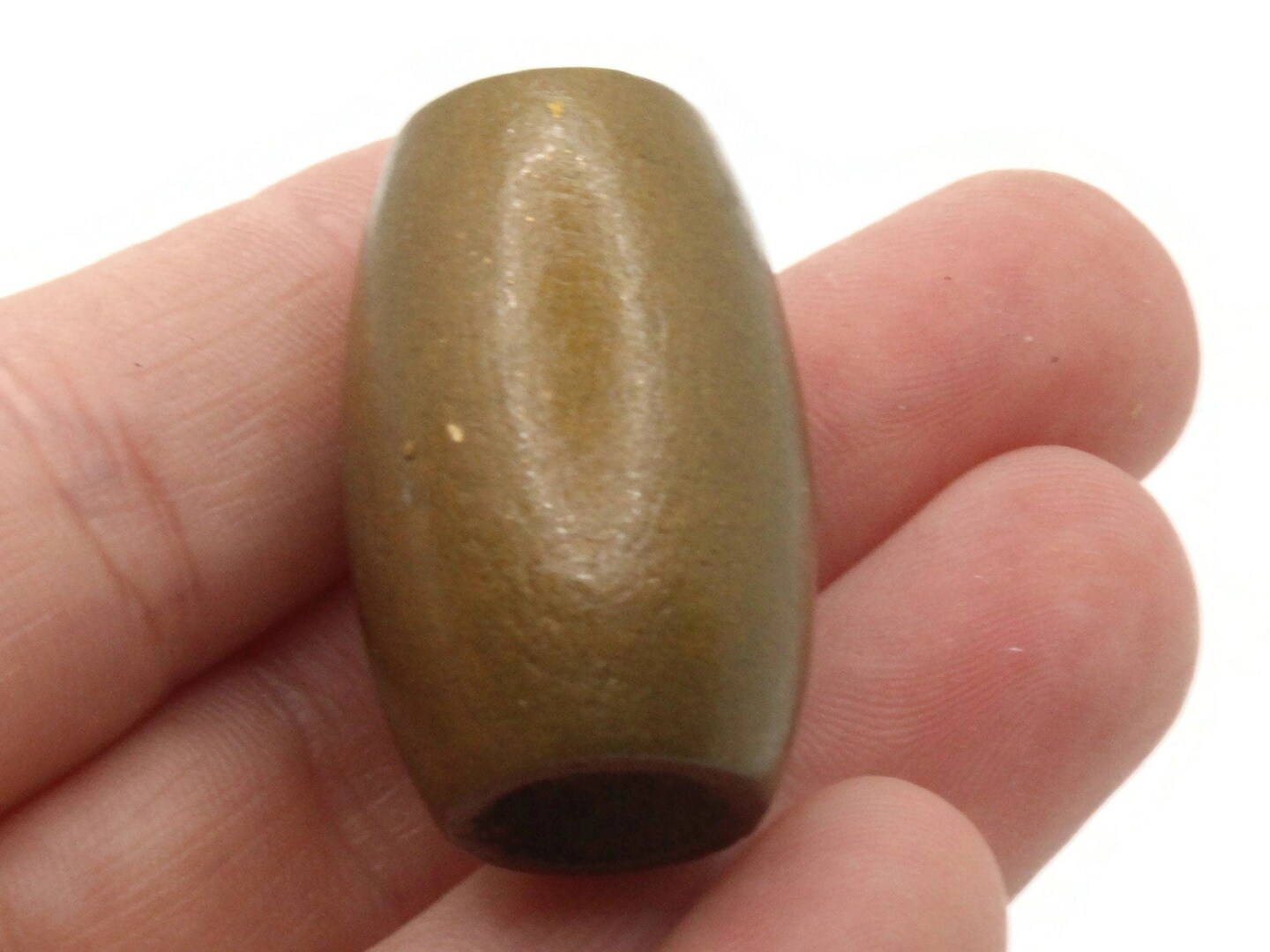 5 30mm Metallic Brown Wood Barrel Large Hole Macrame Beads