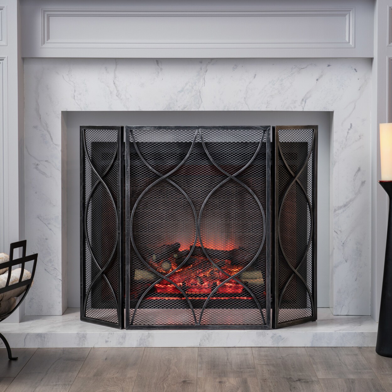GDFStudio Laylah Modern Three Panel Iron Firescreen