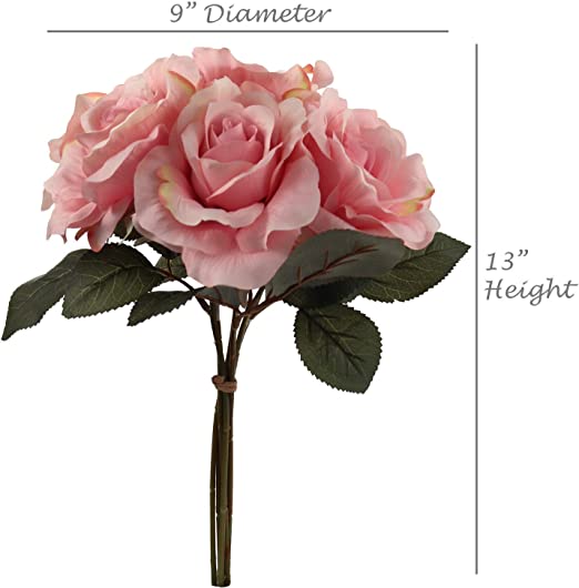 12-Pack: Pink Rose Bouquet with 6 Silk Flowers &#x26; Foliage by Floral Home&#xAE;