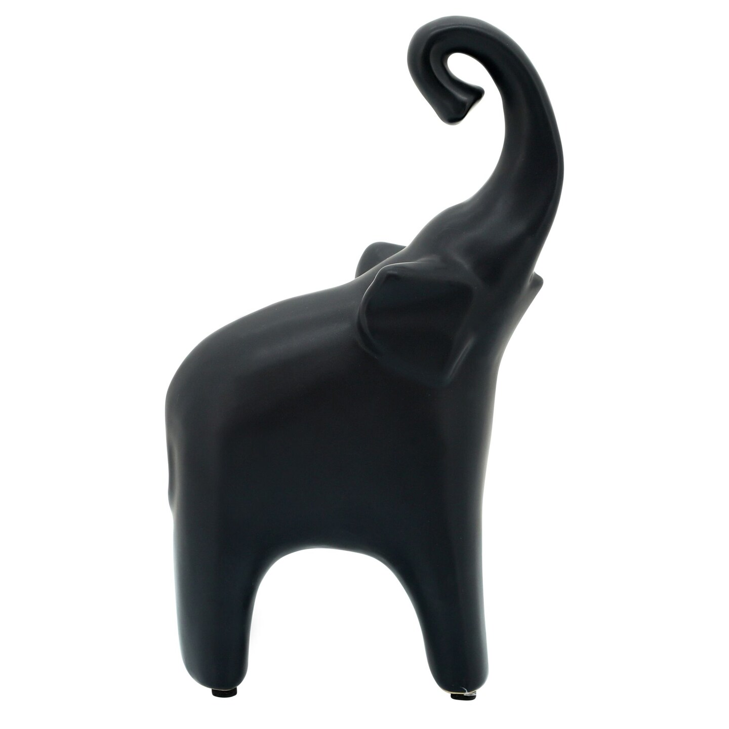 Kingston Living 10.5" Matte Black Solid Ceramic Elephant Tabletop Figurine