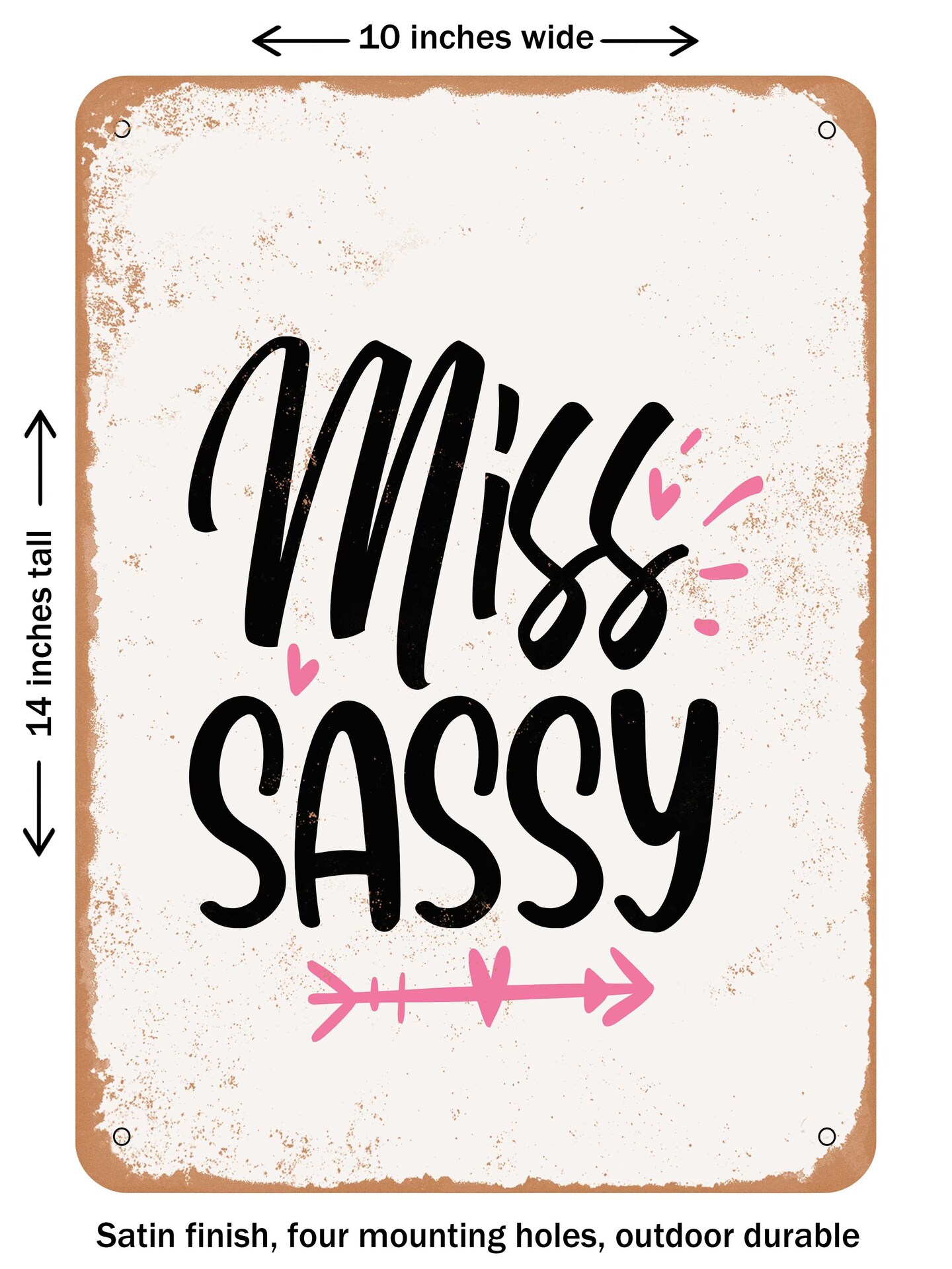 DECORATIVE METAL SIGN - Miss Sassy - Vintage Rusty Look