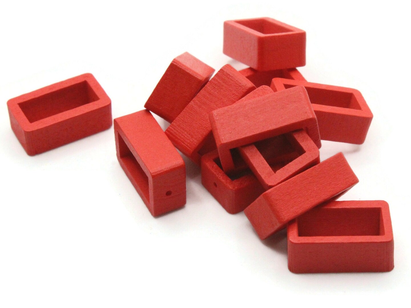 12 18mm Red Wood Rectangle Slider Half Drilled Bead Frames Michaels