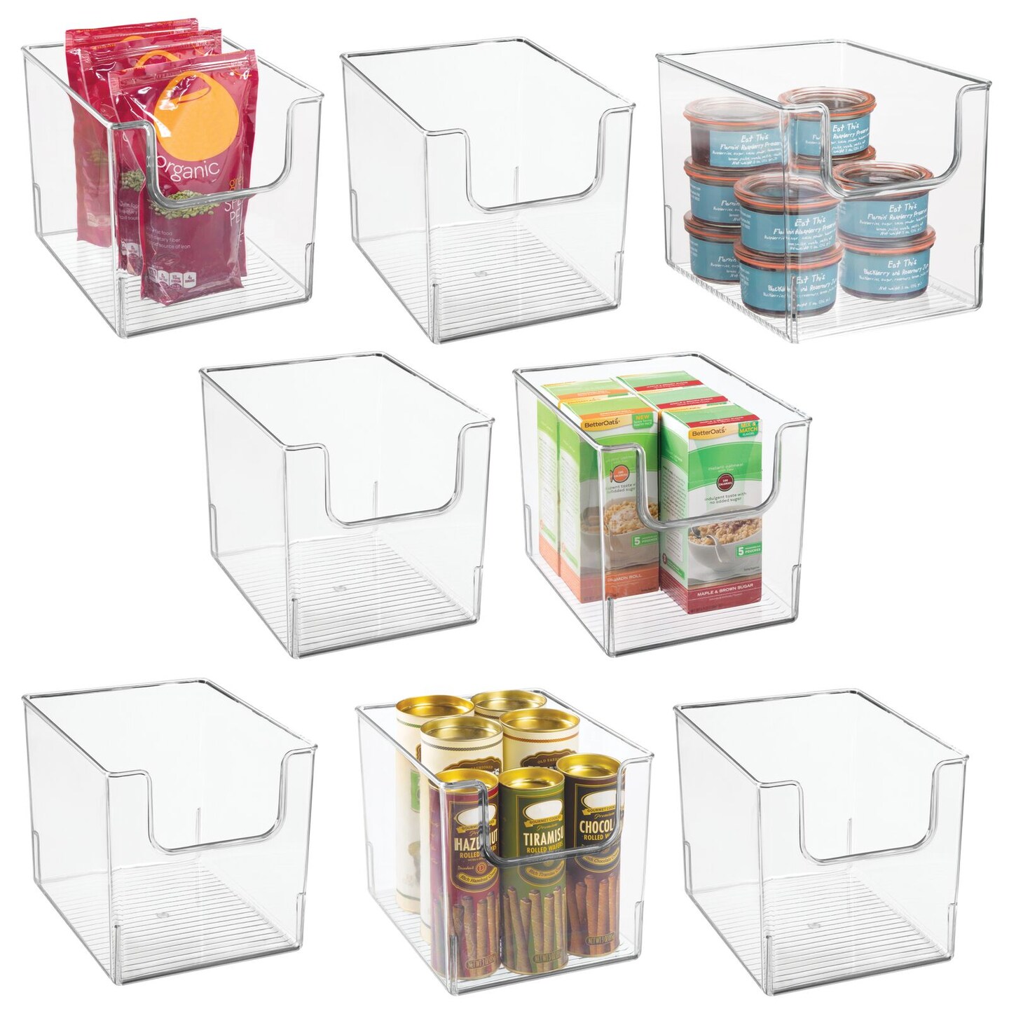 Mdesign Plastic Kitchen Pantry Storage Organizer Container Bin, 8