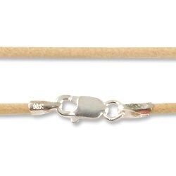 Greek Leather Cord 1.5mm Natural with Sterling Silver Clasp 18"