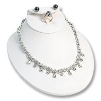 Low Profile Combination Jewelry Display Bust 4&#x22; Tall White