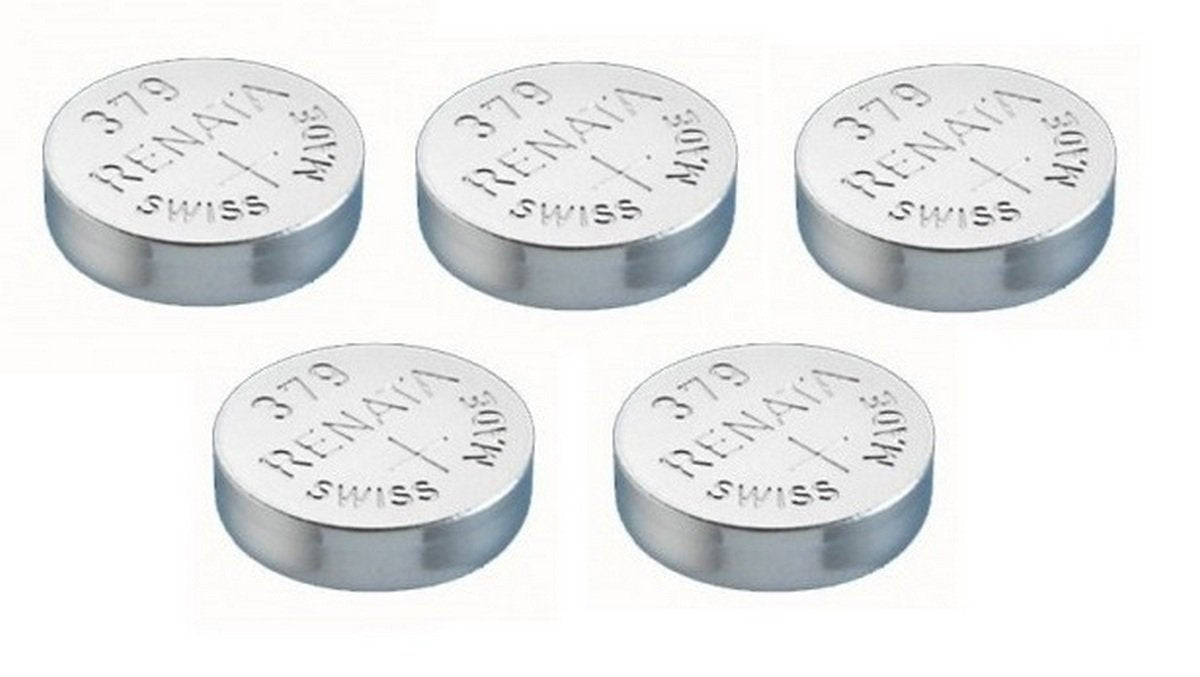 Renata Watch Battery Swiss Made Renata 379 or SR521SW OR AG0 1.5V (5 Batteries, 379 or SR 521 SW)