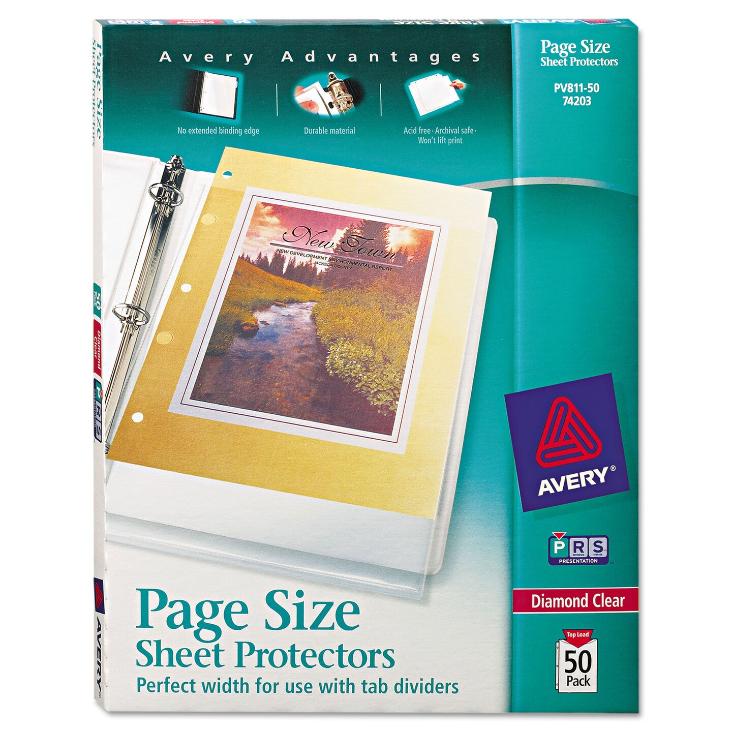 Avery Top-Load Poly 3-Hole Punched Sheet Protectors Letter Diamond Clear 50/Box