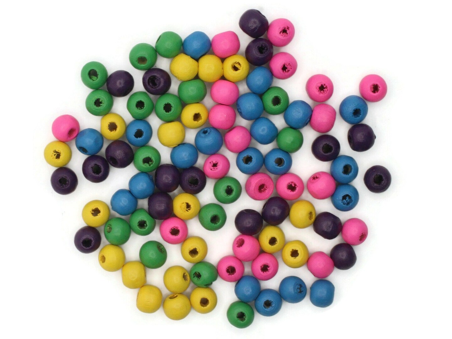 95 7mm to 8mm Mixed Color Round Wood Beads